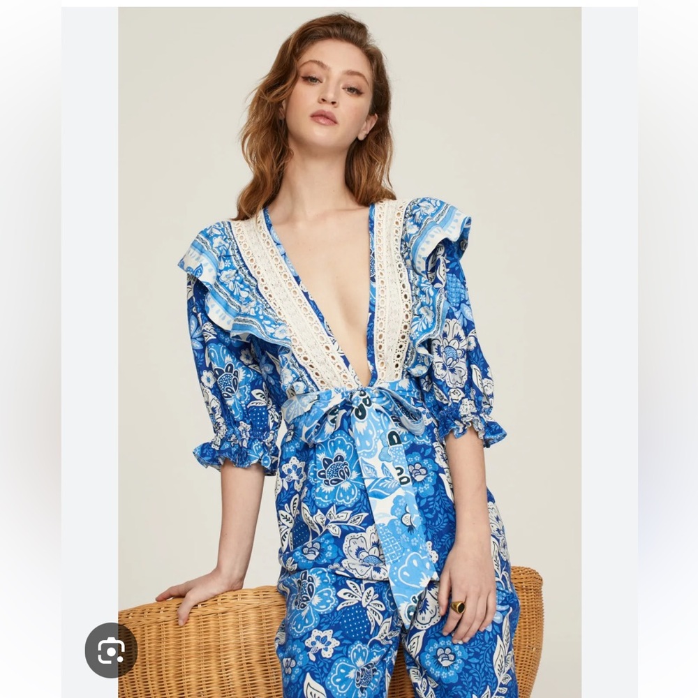 FARM Rio Blue Floral Jumpsuit